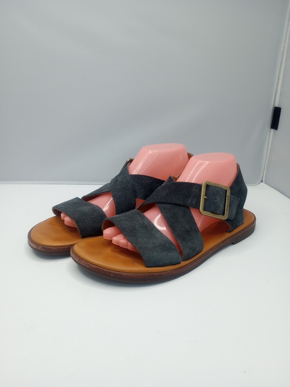 NWOB Kork-Ease Women's 8 Black Suede Nara Flat Sandals Minimal